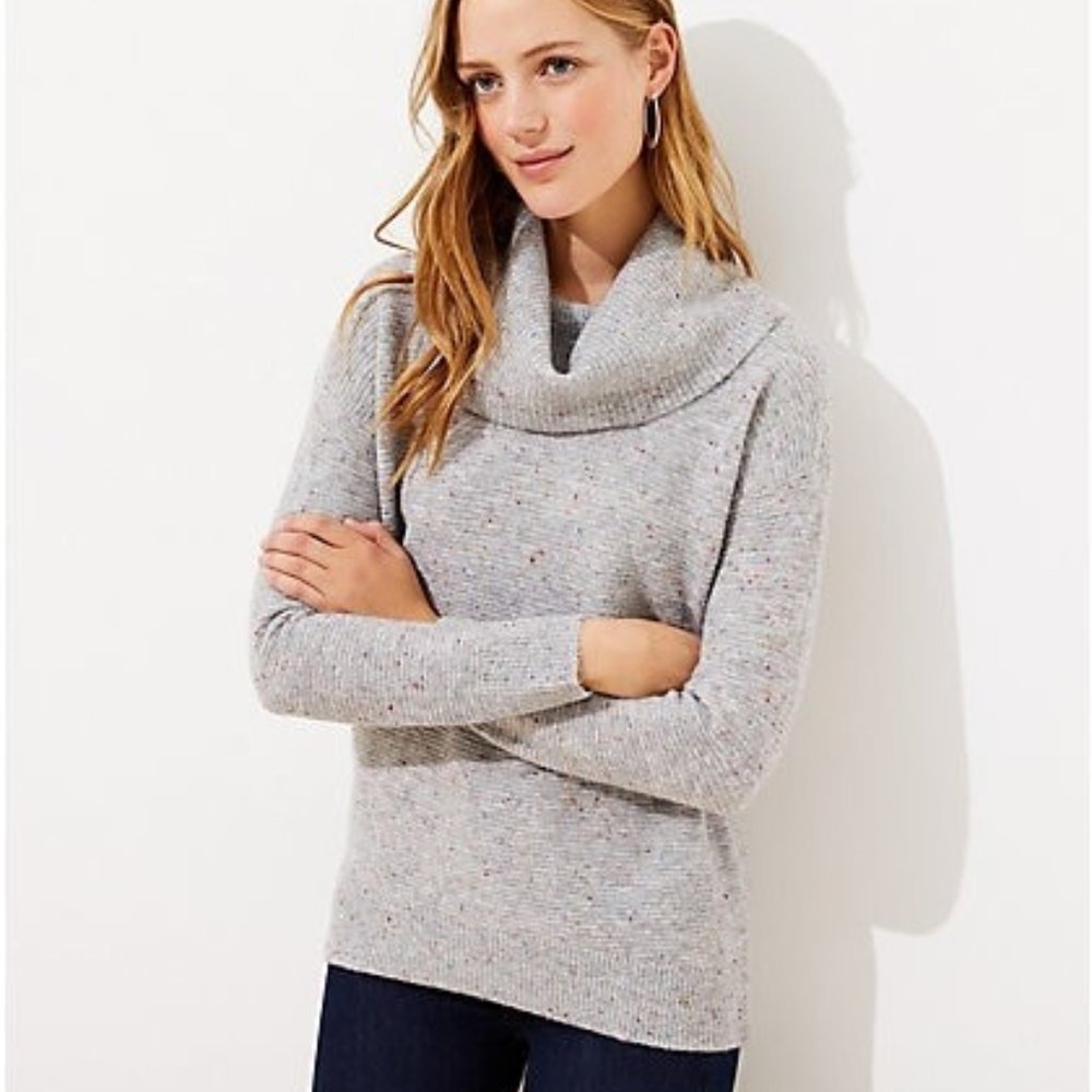 LOFT FLECKED COWL NECK TUNIC SWEATER - Picture 1 of 4